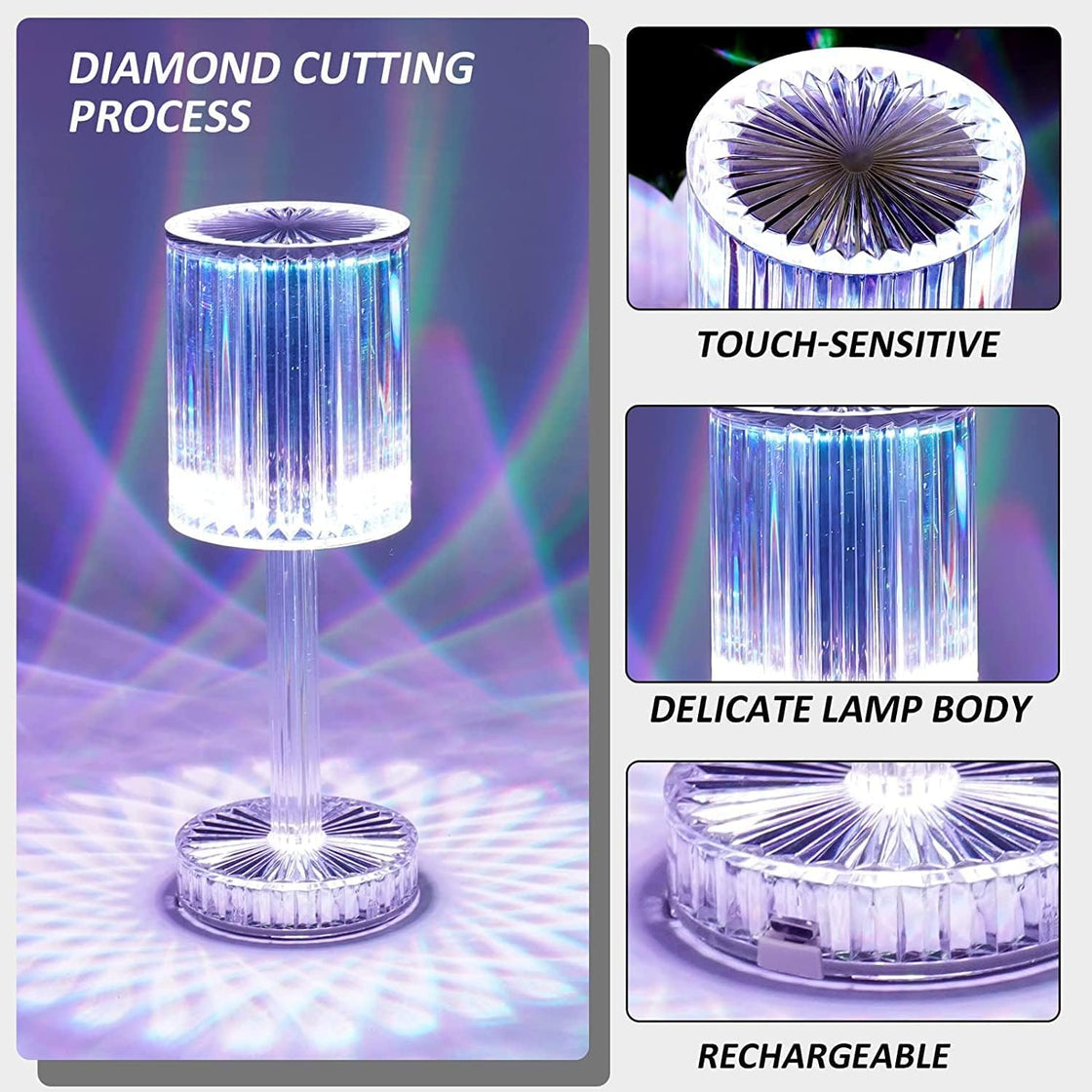 Crystal Lamp,16 Color Changing Rose Crystal Diamond Lamp: Illuminate Your Space with Elegance