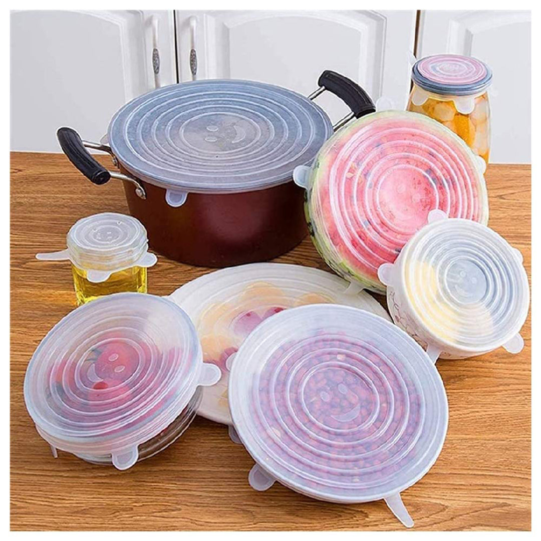 Silicone Stretch Lids Reuseable Microwave Safe Flexible Covers (set Of 6)  (loose Pack)